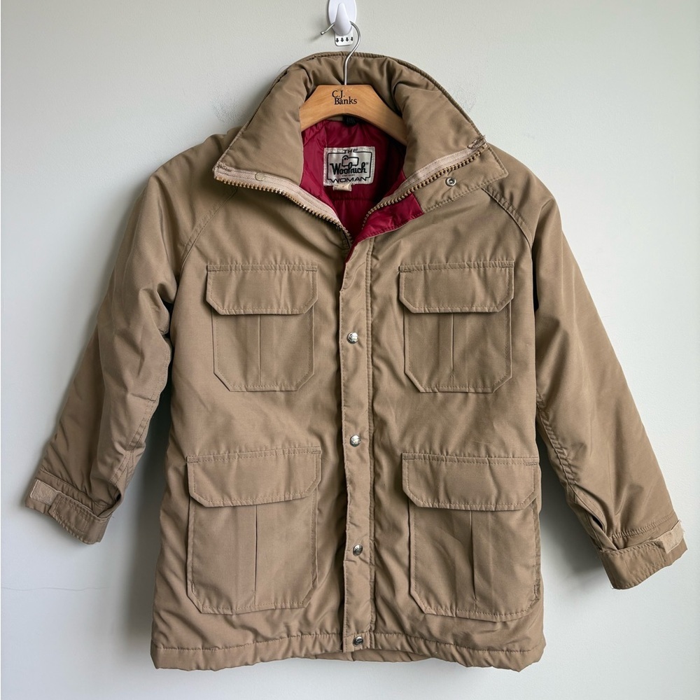 Woolrich Woman Vintage Utility Jacket M Beige Tan Made in USA - Picture 7 of 8